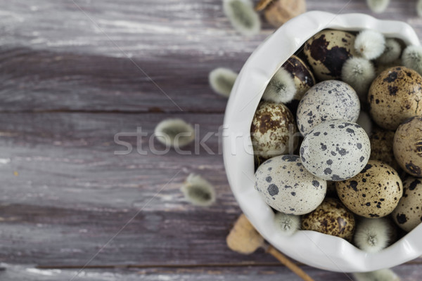 Stockfoto: Klein · eieren · houten · tafel · schotel · database · natuur