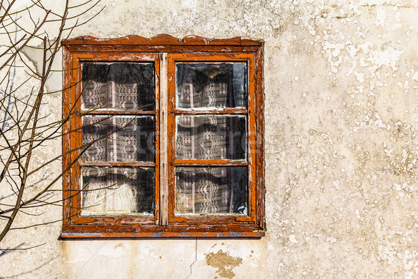 Stock photo: Old cracked wall glass window