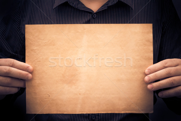 Stockfoto: Oude · vel · papier · handen · man · boek