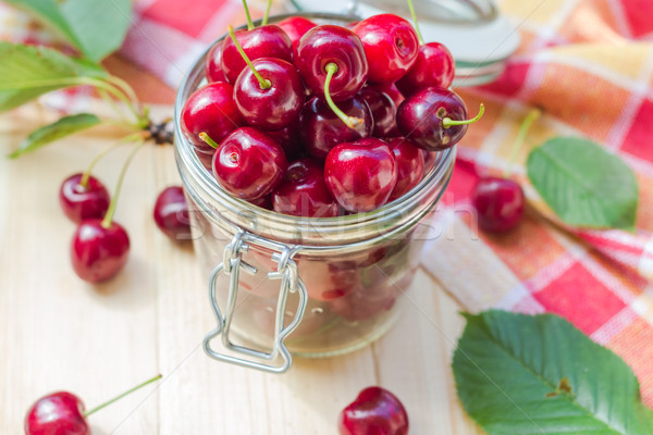 Summer fruits closeup cherries jar processed Stock photo © fotoaloja