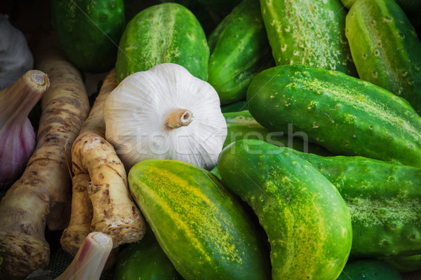 ingredients preparation pickled cucumbers Stock photo © fotoaloja