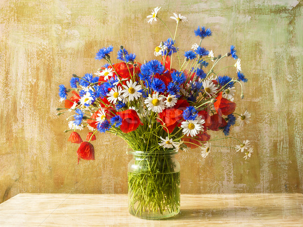 Still life bouquet colorful wild flowers Stock photo © fotoaloja