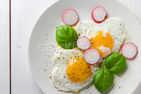 Frit oeufs forme coeurs plat [[stock_photo]] © fotoaloja