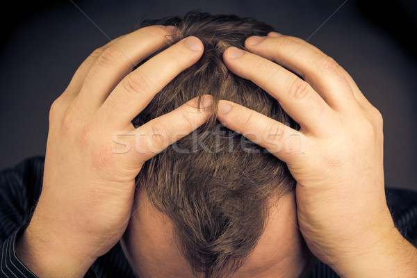 depressed man his hands face Stock photo © fotoaloja