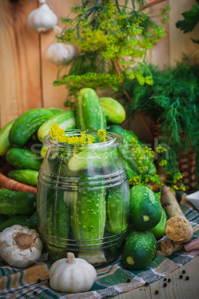 Jar pickles other ingredients pickling Stock photo © fotoaloja