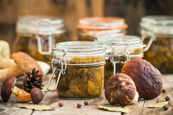 Autumn harvest forest preparation pickled mushrooms Stock photo © fotoaloja