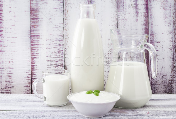 Milk cream cheese vintage background Stock photo © fotoaloja