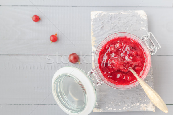 Top view jar gooseberry jam Stock photo © fotoaloja