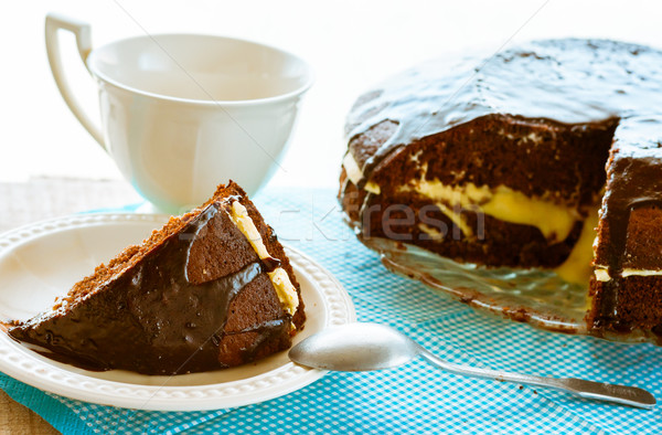 Duszek ciasto deser słodkie filiżankę kawy kubek Zdjęcia stock © fotoaloja