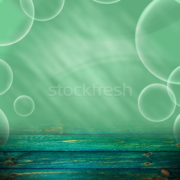 Houten paneel groene bubble water bubbels Stockfoto © fotoaloja