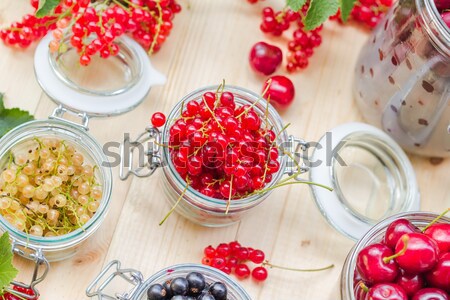 Preparation products processed fresh colorful summer fruits jars Stock photo © fotoaloja