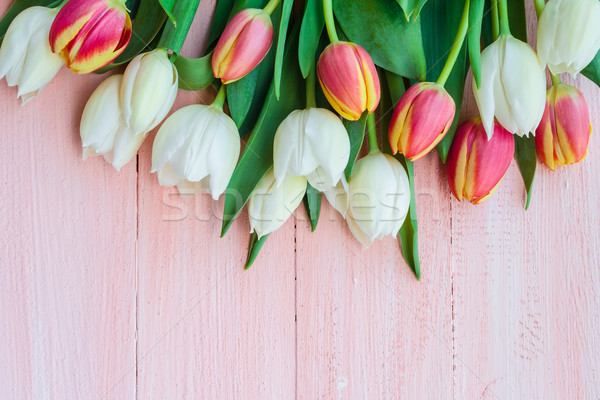 Art abstract background spring tulips wooden design Stock photo © fotoaloja