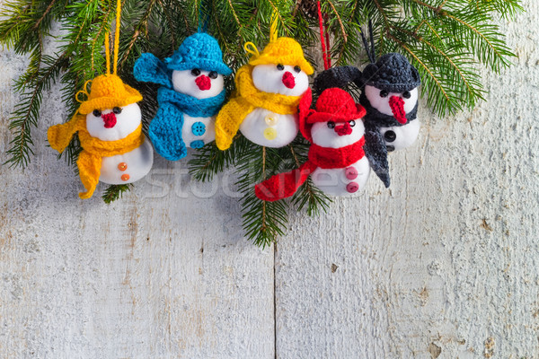 Bord bois Noël hiver peluche équipe [[stock_photo]] © fotoaloja