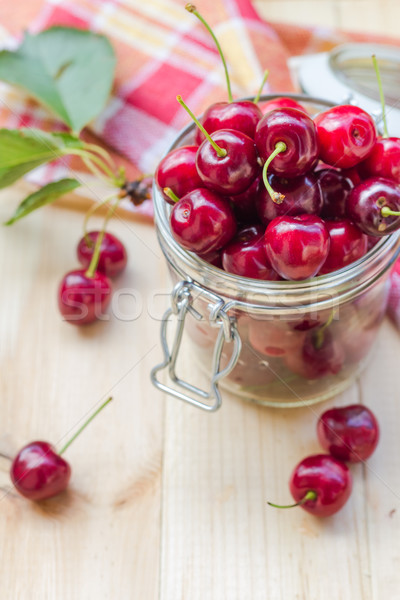 Summer fruits closeup cherries jar processed Stock photo © fotoaloja