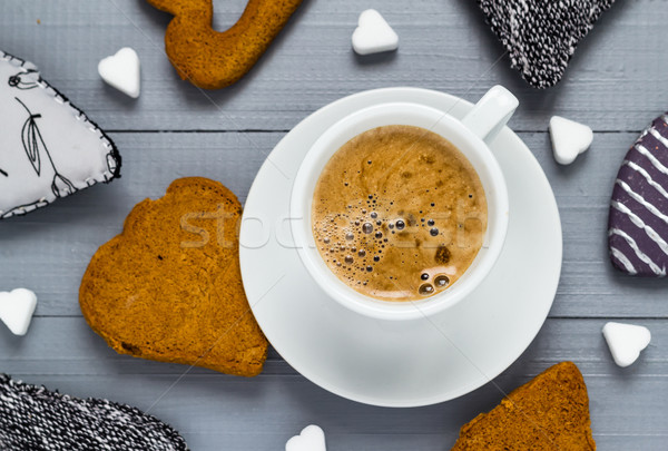 San valentino Cup caffè zollette di zucchero dolci cuore Foto d'archivio © fotoaloja