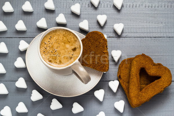 San valentino Cup caffè zollette di zucchero dolci cuore Foto d'archivio © fotoaloja