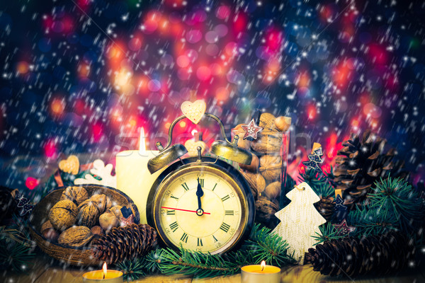 Festive Christmas clock time twelfth New Year Stock photo © fotoaloja