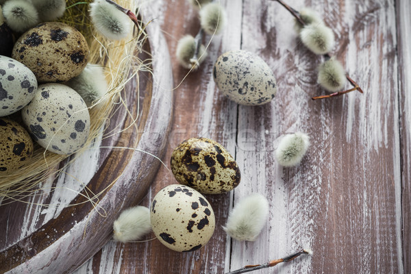 Пасху яйца деревянный стол весны природы яйцо Сток-фото © fotoaloja