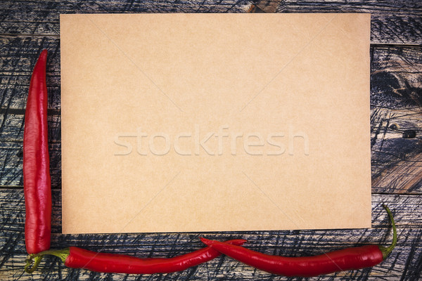 Poivre rouge bord bois art poivrons [[stock_photo]] © fotoaloja