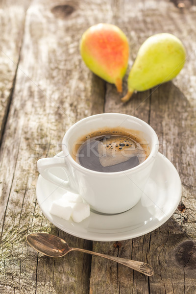 coffee cup black wooden board brown pears white Stock photo © fotoaloja
