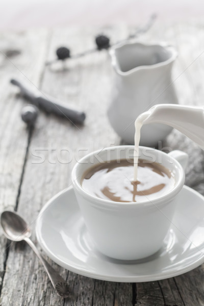 Leite jarro copo café preto preto Foto stock © fotoaloja