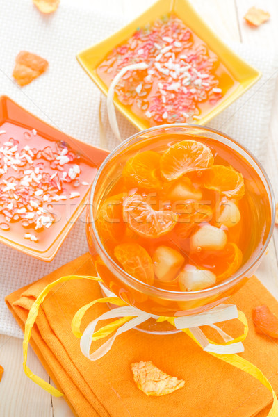 ízletes gyümölcs zselé szeletek narancs üveg Stock fotó © fotoaloja