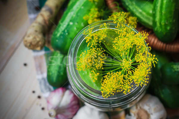 top view closeup jar pickles other ingredients pickling Stock photo © fotoaloja