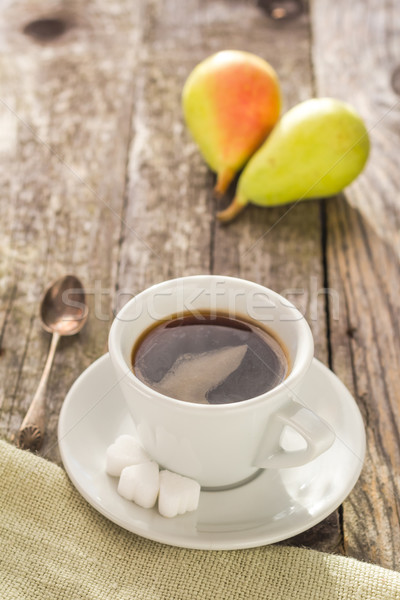 Xícara de café preto marrom peras branco Foto stock © fotoaloja
