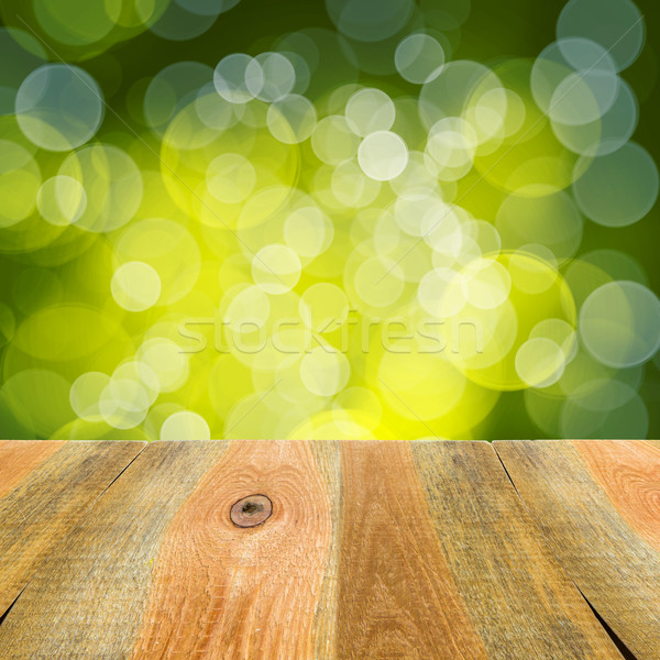 green bokeh background wooden table Stock photo © fotoaloja