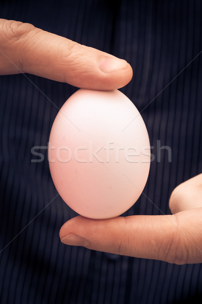 White hen egg held fingers Stock photo © fotoaloja