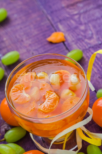 Delicious fruit jelly orange wooden background Stock photo © fotoaloja