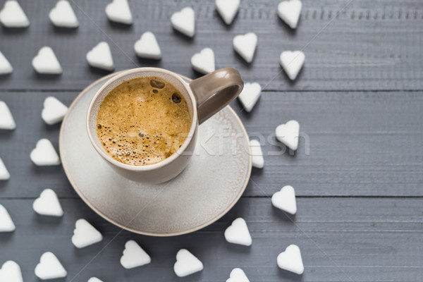 San valentino Cup caffè zollette di zucchero amore legno Foto d'archivio © fotoaloja