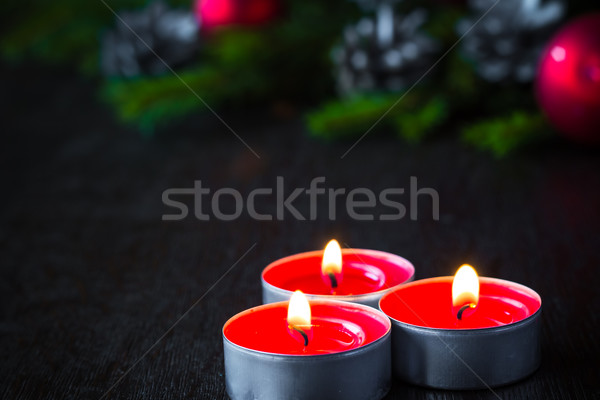 Christmas tree candle wooden Christmas Stock photo © fotoaloja