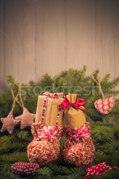 Noël cadeaux chaussettes décorations épinette [[stock_photo]] © fotoaloja