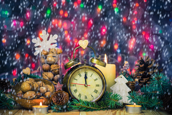 Festive Christmas clock time twelfth New Year Stock photo © fotoaloja
