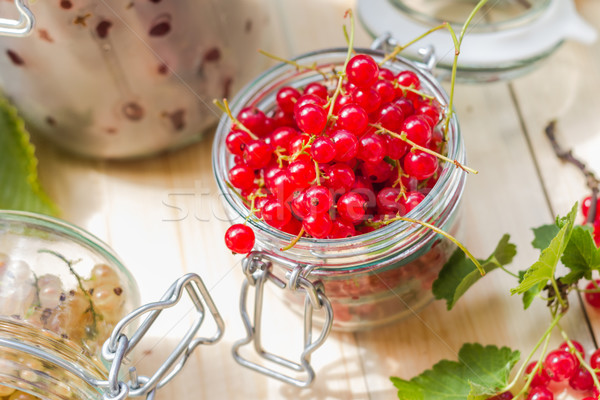 Preparation products processed fresh colorful summer fruits jars Stock photo © fotoaloja