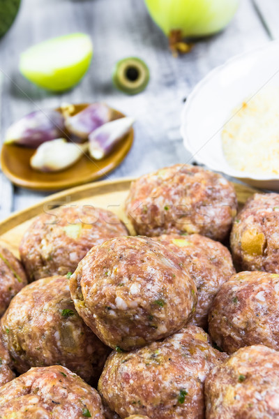 Closeup meatballs prepared roll breadcrumbs  Stock photo © fotoaloja