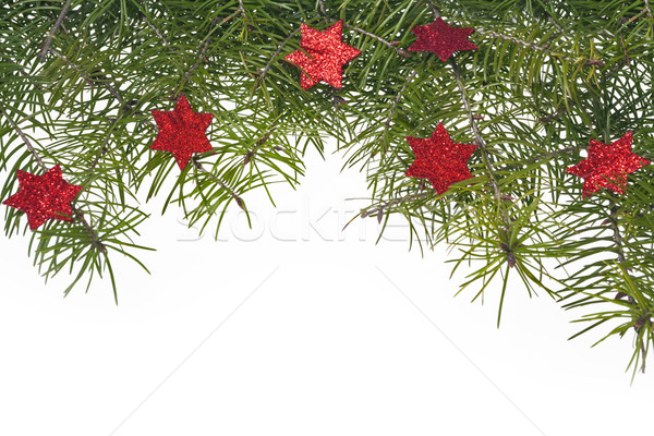 Christmas decorations background spruce twig green star stars Stock photo © fotoaloja
