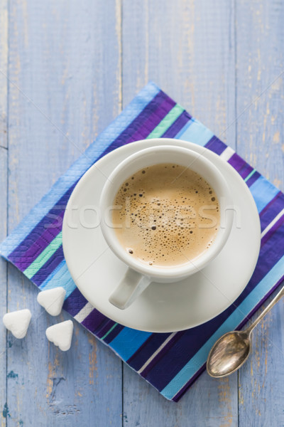 coffee cup black milk wooden board brown white Stock photo © fotoaloja