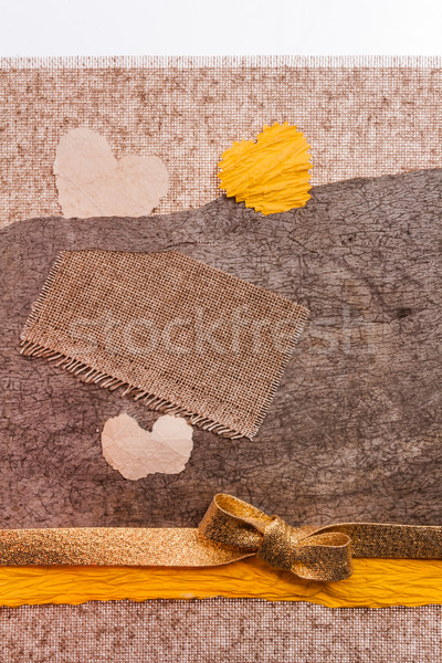 Valentin nap anyag szívek textil textúra esküvő Stock fotó © fotoaloja