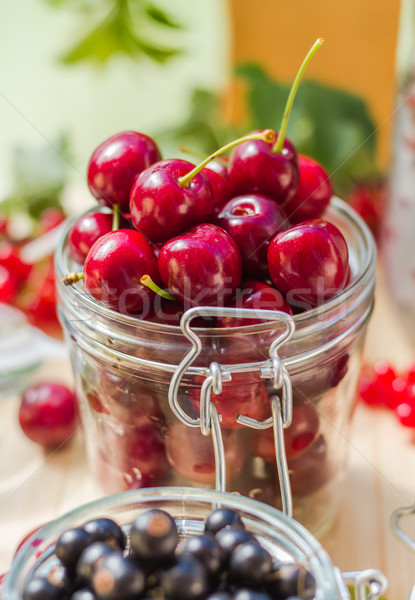 Summer fruits closeup cherries jar processed Stock photo © fotoaloja