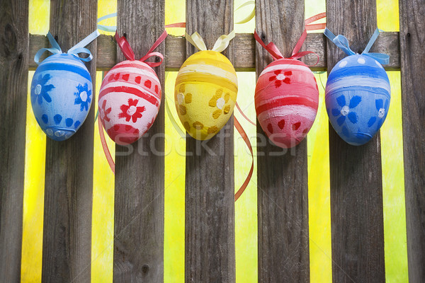 искусства пасхальных яиц подвесной забор дизайна Пасху Сток-фото © fotoaloja