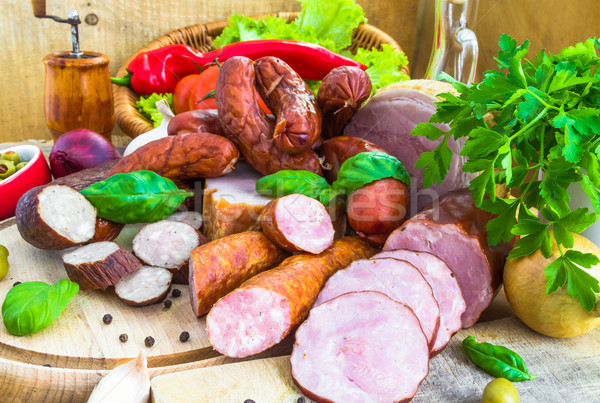 variety processed meat products vegetables Stock photo © fotoaloja