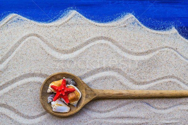 Shells colored spoon beach sand Stock photo © fotoaloja