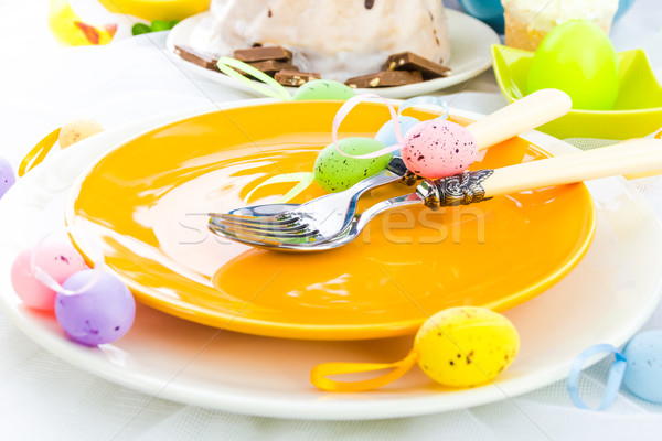 Vajilla una persona Pascua mesa huevo restaurante Foto stock © fotoaloja