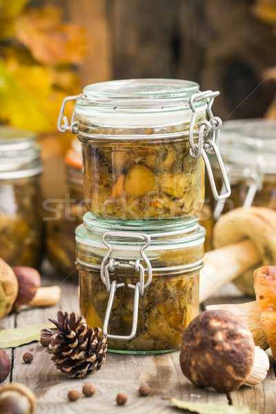 Autumn harvest forest preparation pickled mushrooms Stock photo © fotoaloja