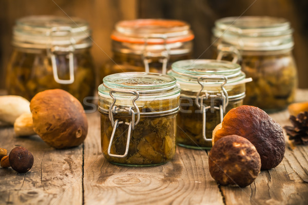 Autumn harvest forest preparation pickled mushrooms Stock photo © fotoaloja