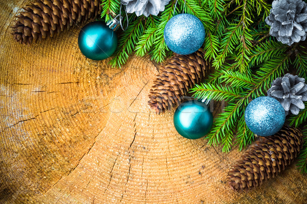 Christmas tree spruce pine wooden Christmas balls Stock photo © fotoaloja
