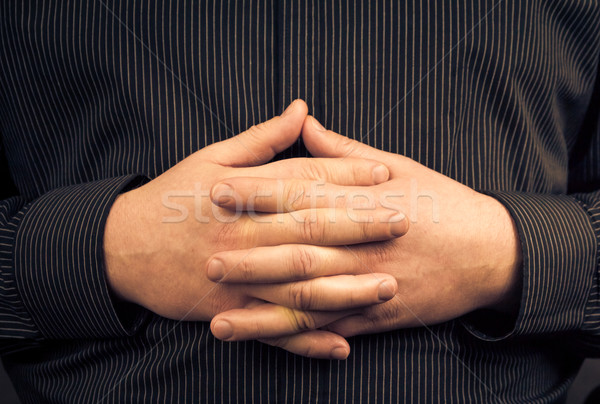 man wearing shirt folded hands Stock photo © fotoaloja