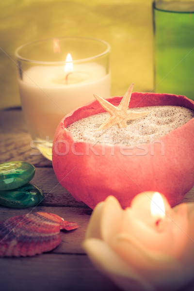 [[stock_photo]]: Pétrolières · massage · aromatique · bougies · pierres · zen